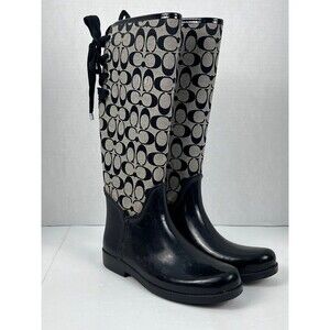 Coach Tristee Lace-up Corset Signature Logo Rain Boots SIZE 10